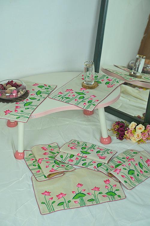Handpainted Pichwai Chanderi Silk Table Mats