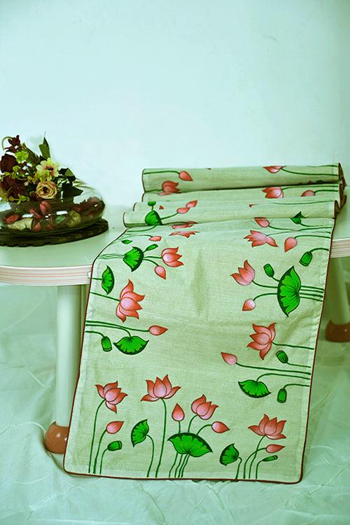 Handpainted Pichwai Chanderi Silk Table Runner