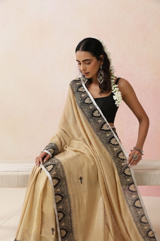 Diorama Designs "Raatrani" Handpainted Cotton Saree