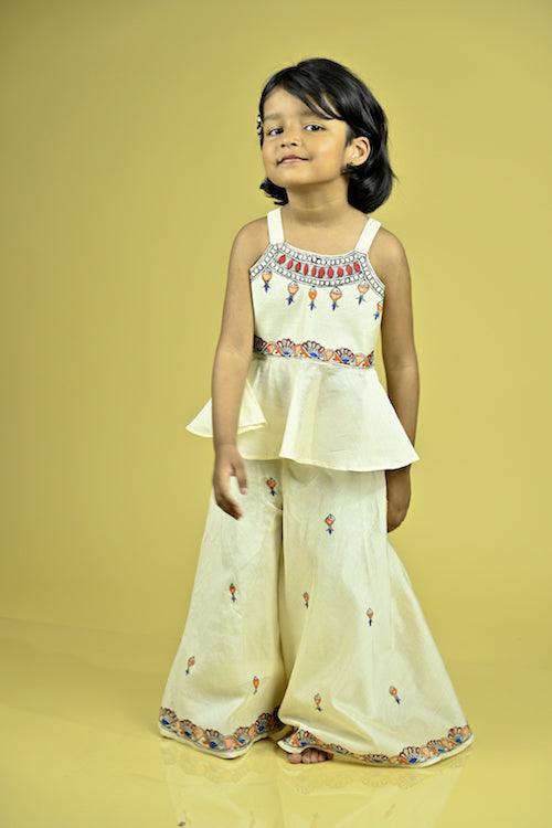 Diorama Designs "Matasya" Handpainted Palazzo & Peplum Top Set