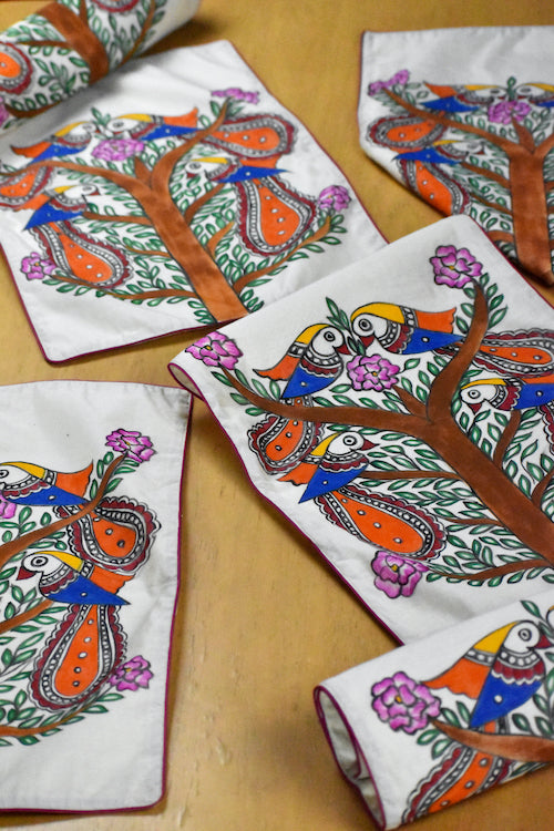 Madhubani Handpainted Chanderi Table Mats