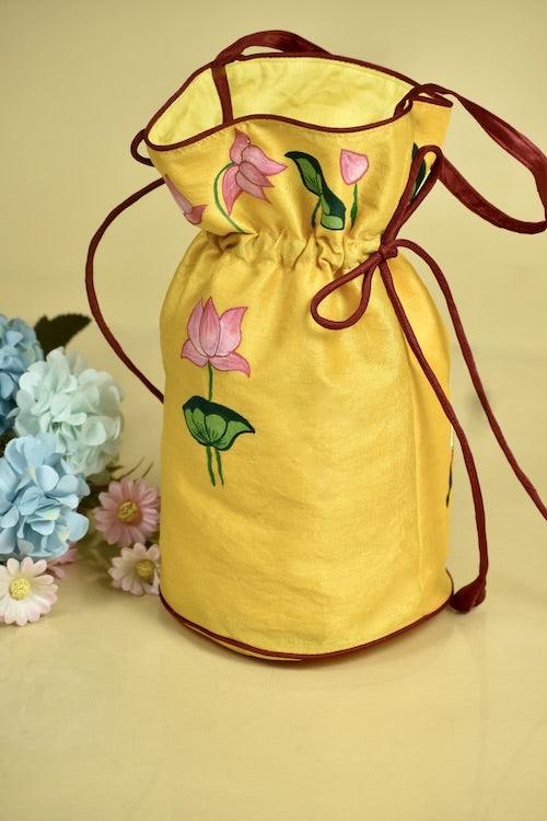 "Pichwai Cow" Silk Handpainted Potli