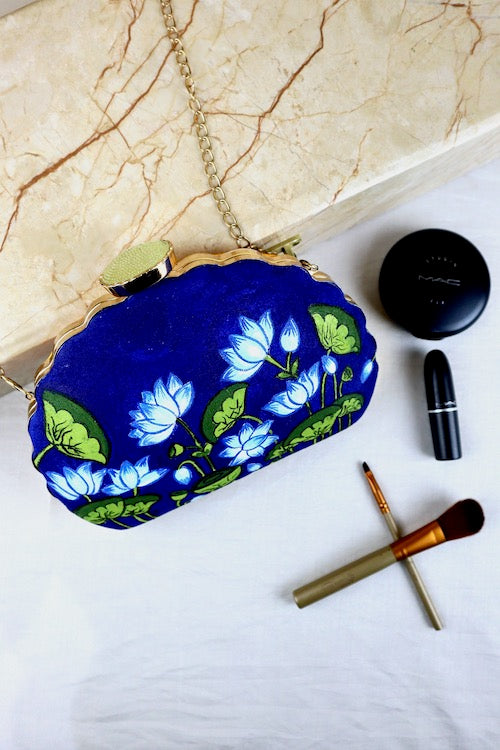 Lotus Elegant Handpainted Clutch