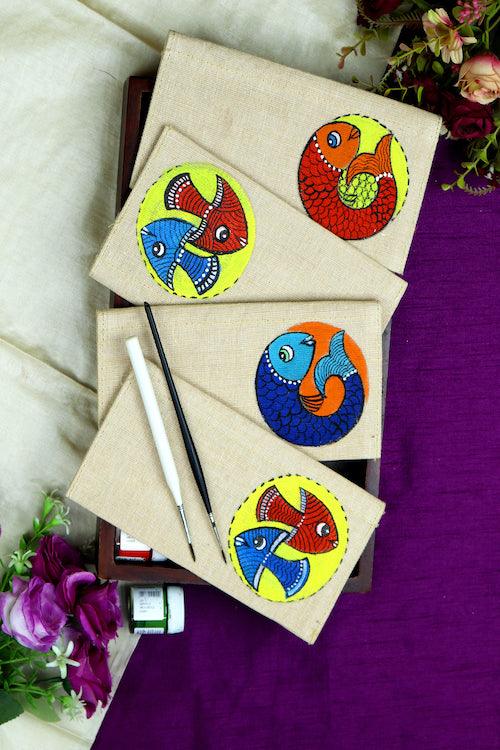 Jute Hanpainted Oceanic Harmony Envelope - Set of 4