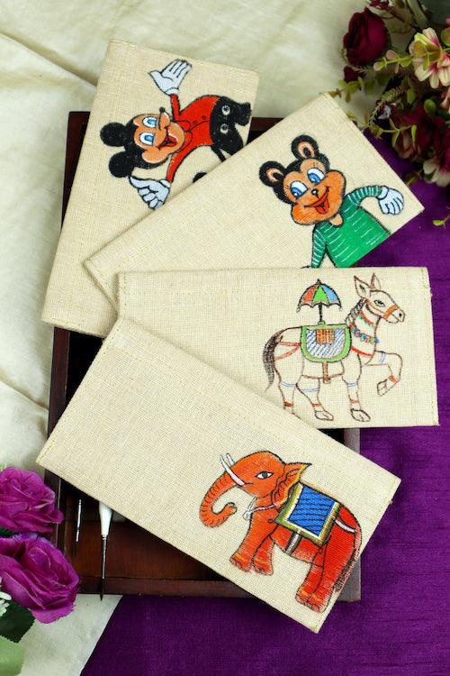 Jute Hanpainted Whimsical Wonders Envelope - Set of 4