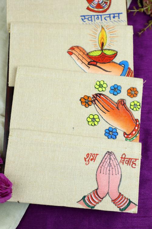 Jute Hanpainted Welcoming Envelope - Set of 4