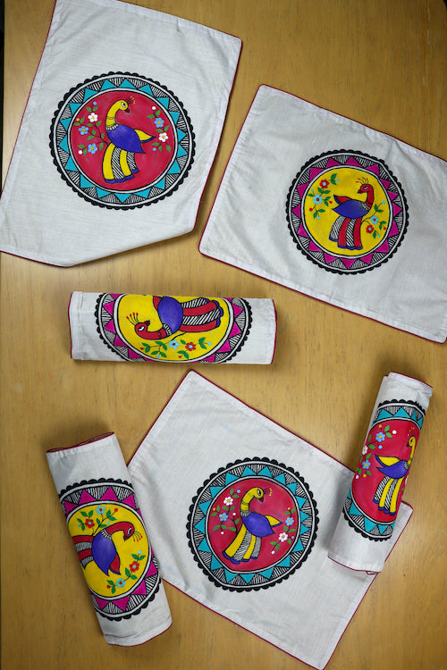 Madhubani Handpainted Chanderi Table Mats
