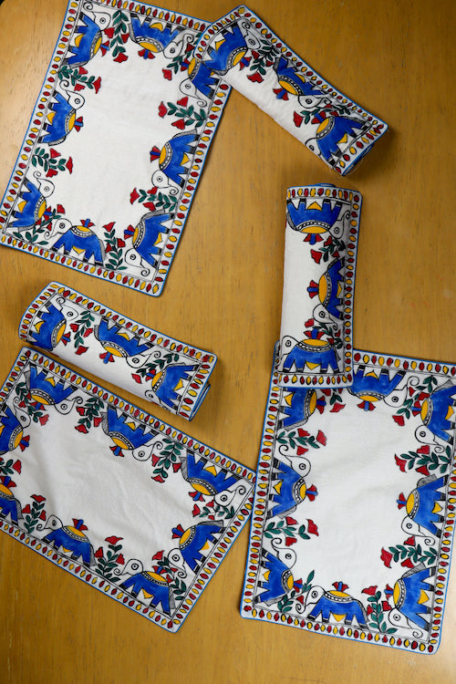 Madhubani Handpainted Chanderi Table Mats