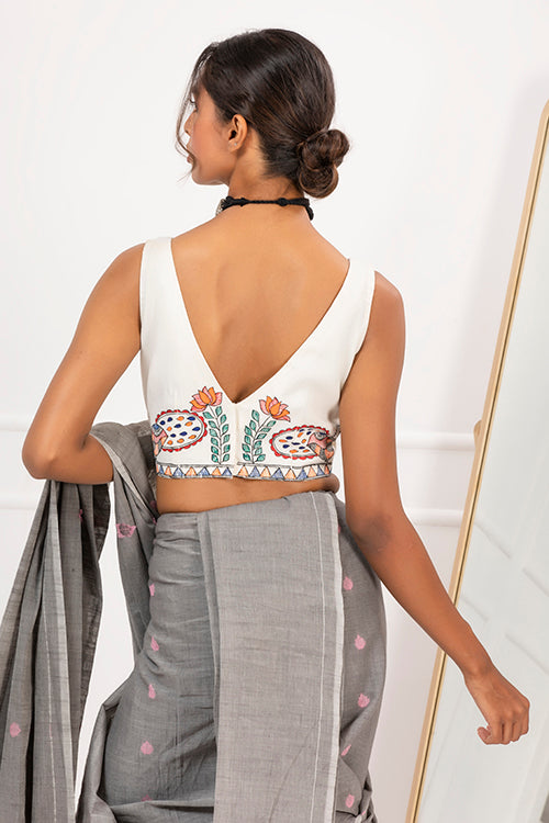 "Peacock Perch" Handpainted Blouse