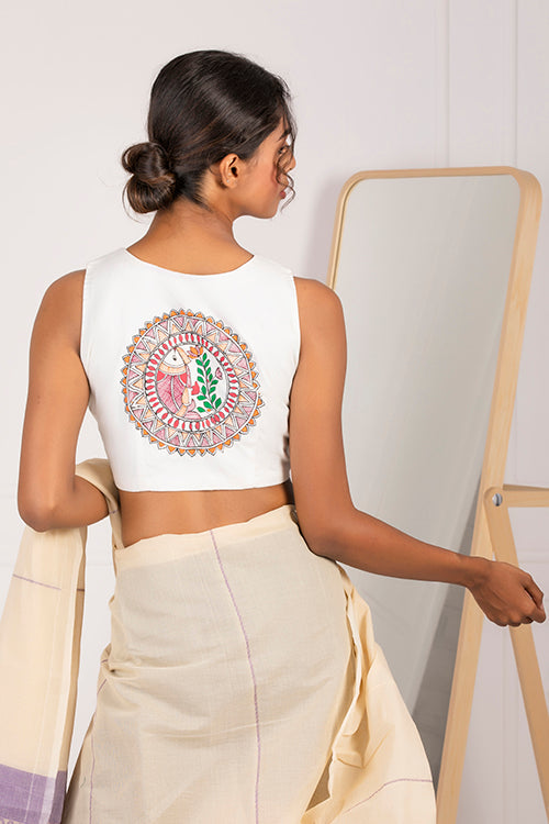 "Matsyakriti" Handpainted Blouse