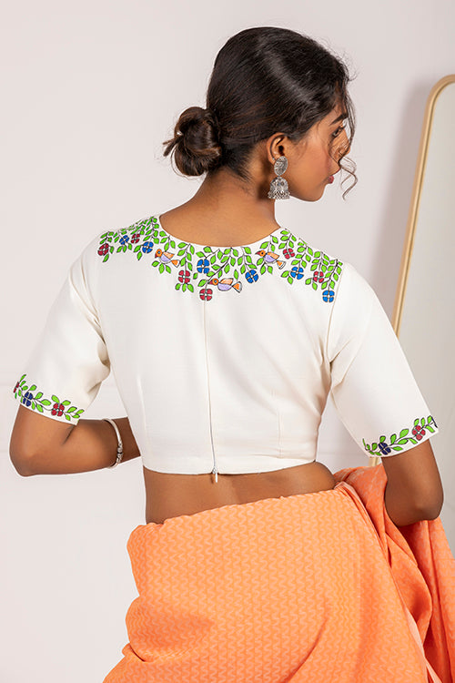 "Nestled in Bloom" Handpainted Blouse