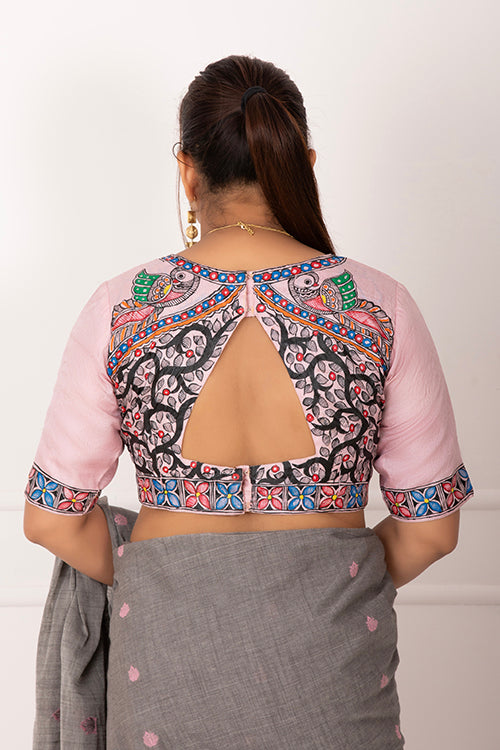 "MayurLekh" Handpainted Silk Blouse
