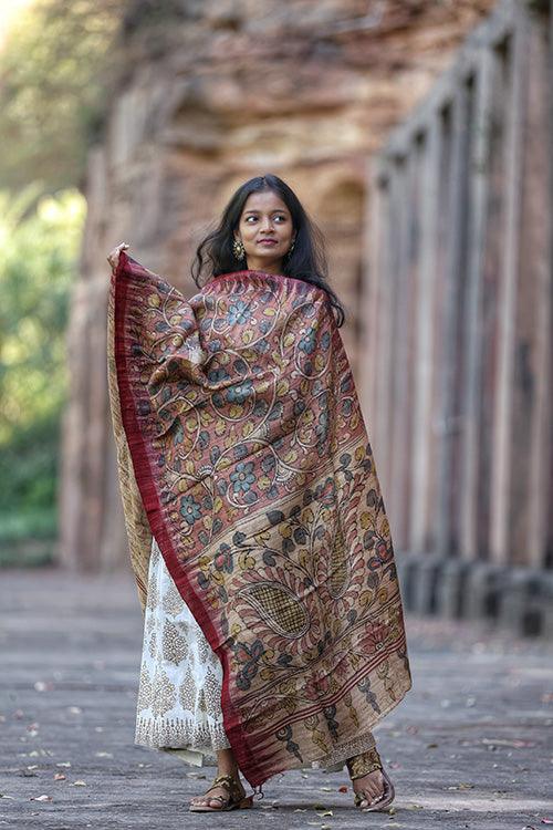 Handloom Kalamkari Silk Dupatta