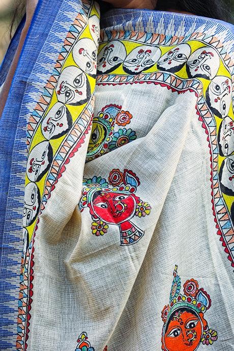 Madhubani Hand-painted Cotton Dupatta