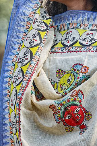 Madhubani Hand-painted Cotton Dupatta