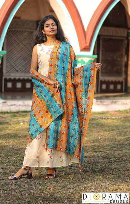 Kantha Stitch Hand-Embroidered Dupatta