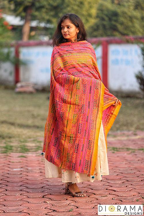 Kantha Stitch Hand-Embroidered Dupatta