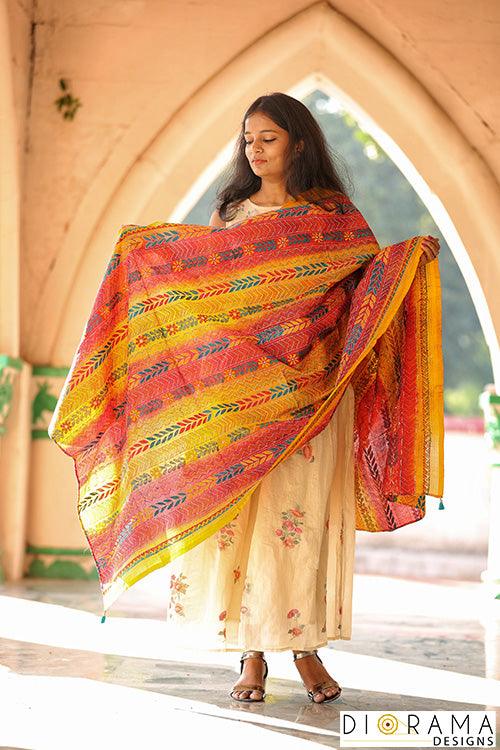 Kantha Stitch Hand-Embroidered Dupatta