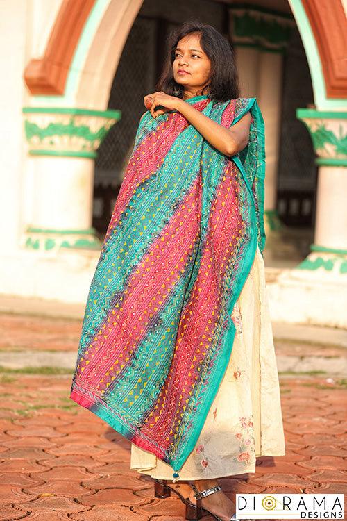 Kantha Stitch Hand-Embroidered Dupatta