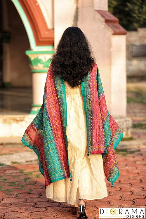 Kantha Stitch Hand-Embroidered Dupatta