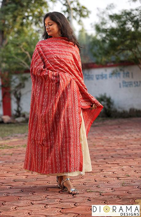 Kantha Stitch Hand-Embroidered Dupatta