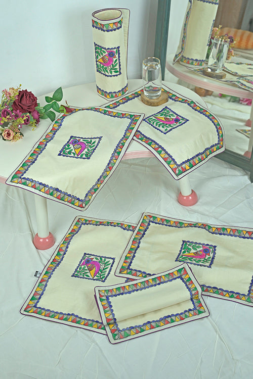 Madhubani Handpainted Chanderi Table Mats