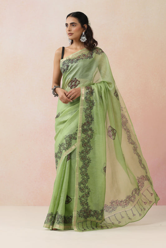 "Kamalika" Handpainted Pure Kota Silk Saree