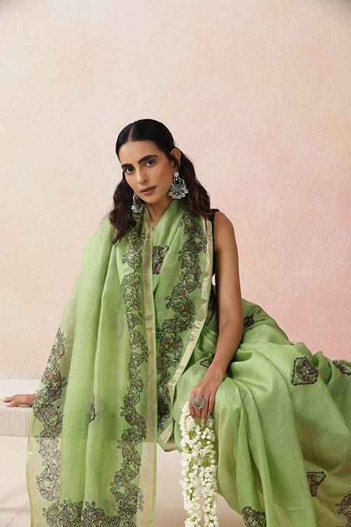 "Kamalika" Handpainted Pure Kota Silk Saree