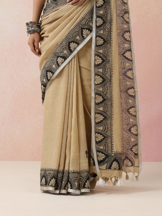 Diorama Designs "Raatrani" Handpainted Cotton Saree