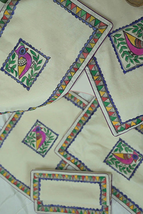 Madhubani Handpainted Chanderi Table Mats