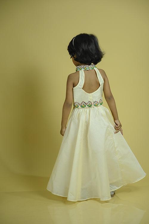 Diorama Designs "Compose" Handpainted Kids Crop Top & Long Skirt