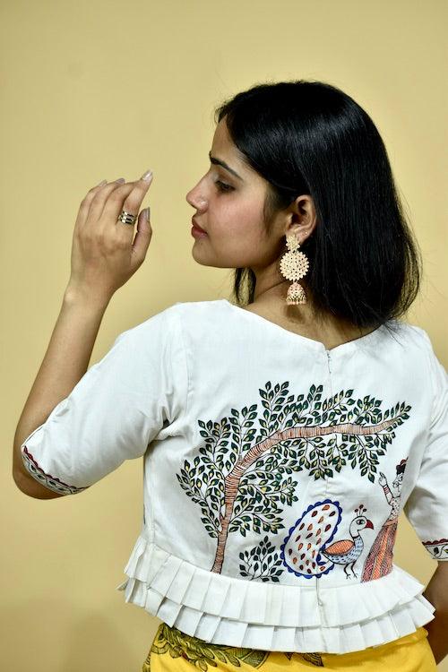 Madhubani Handpainted "Mayur Udyan" Blouse