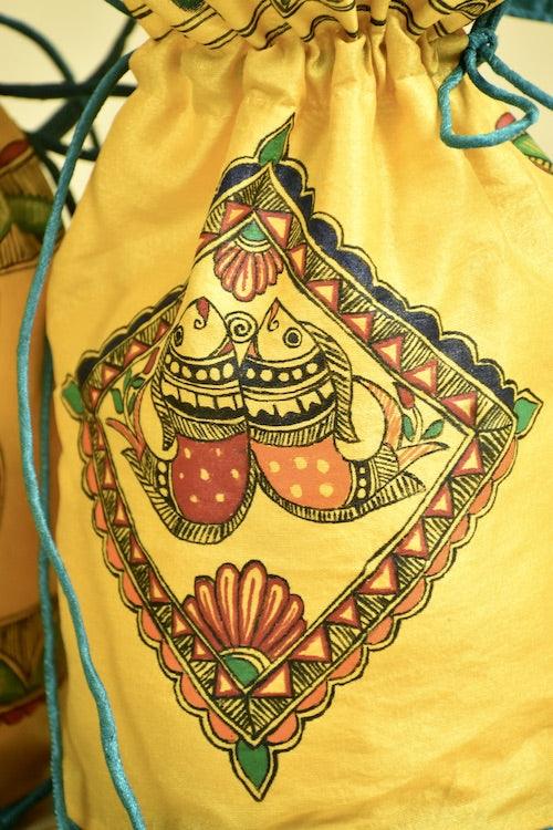 Silk Handpainted Madhubani Potli