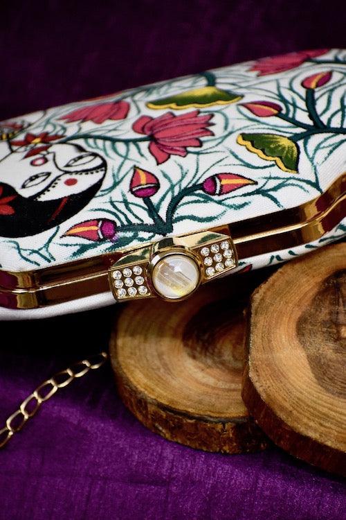 A Lady Painted Perfection Hand-painted Box Clutch