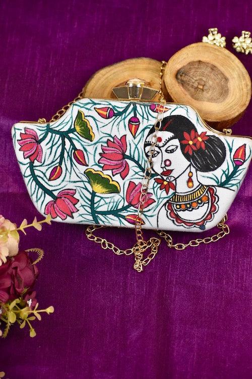 A Lady Painted Perfection Hand-painted Box Clutch