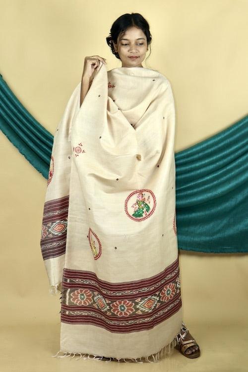 Pattachitra Ikkat Handpainted Dupatta