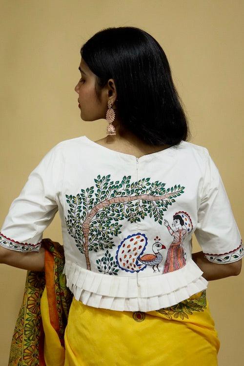 Madhubani Handpainted "Mayur Udyan" Blouse