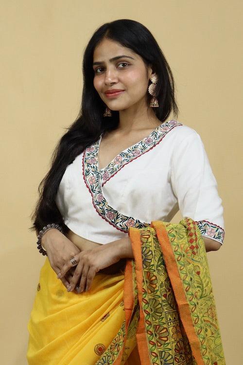 Madhubani Hand-painted Angrakha Blouse