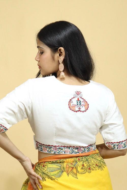 Madhubani Hand-painted Angrakha Blouse