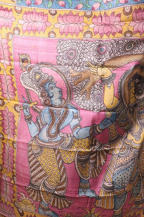 Kalamkari Hand-Painted Handloom Tussar Silk Saree