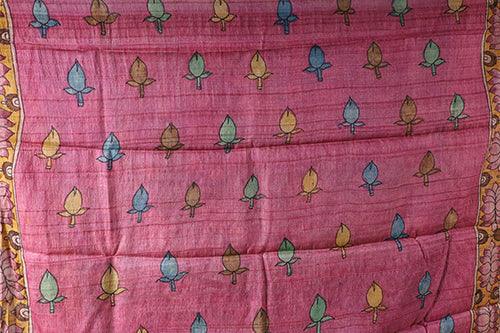 Kalamkari Hand-Painted Handloom Tussar Silk Saree