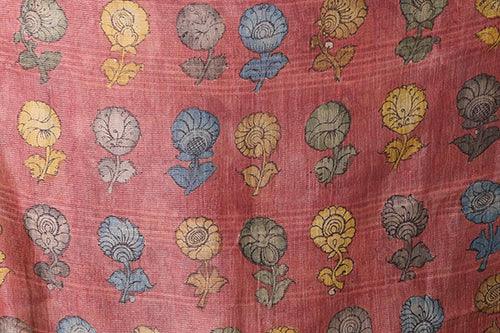 Kalamkari Hand-Painted Handloom Tussar Silk Saree