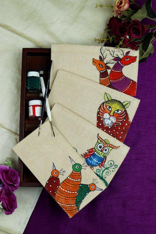 Jute Hanpainted Gond Tribe Envelope - Set of 4