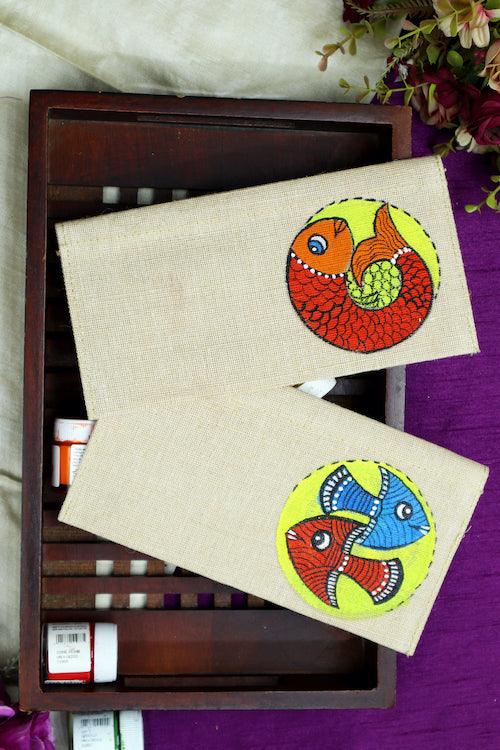 Jute Hanpainted Oceanic Harmony Envelope - Set of 4