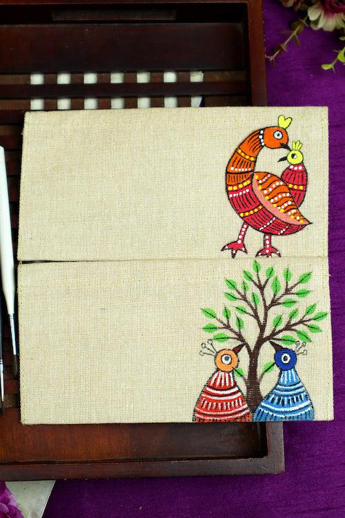 Jute Hanpainted Gond Wilderness Envelope - Set of 4