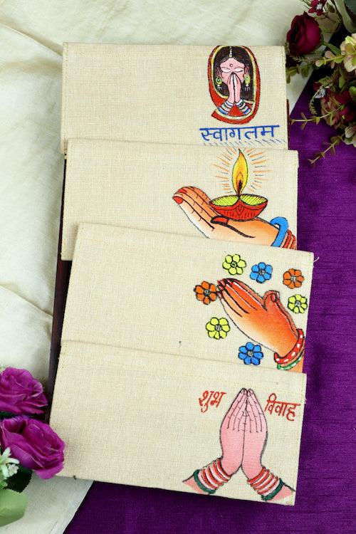 Jute Hanpainted Welcoming Envelope - Set of 4