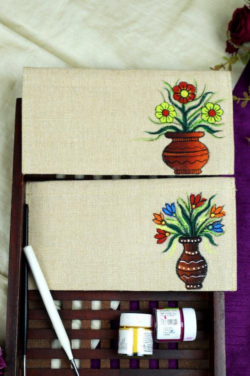 Jute Hanpainted Blossoming Surprises Envelope - Set of 4