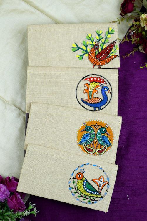 Enchanting Gond Glory Jute Hanpainted Envelope - Set of 4