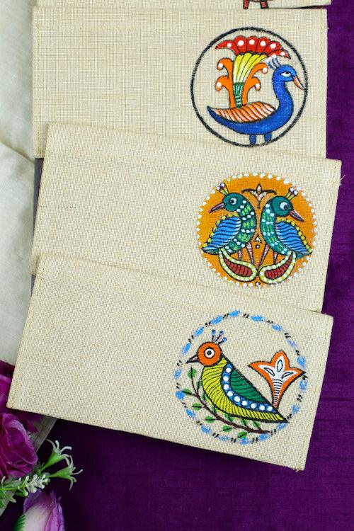 Enchanting Gond Glory Jute Hanpainted Envelope - Set of 4