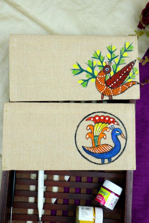 Enchanting Gond Glory Jute Hanpainted Envelope - Set of 4